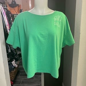 O’Neill Green & Yellow Down 2 Earth Crop Short Sleeve Top